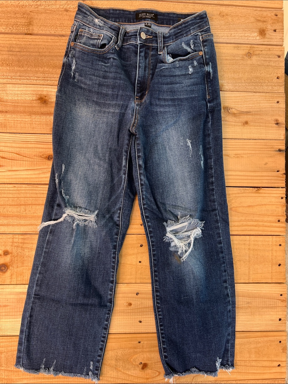 Judy Blue Dark Blue Distressed Flare Jeans